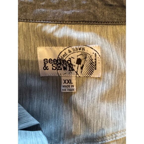 Seeded & SEWN Mens Gray Space Dye Collared Short Sleeve Button Up Shirt Size XXL - Picture 10 of 12